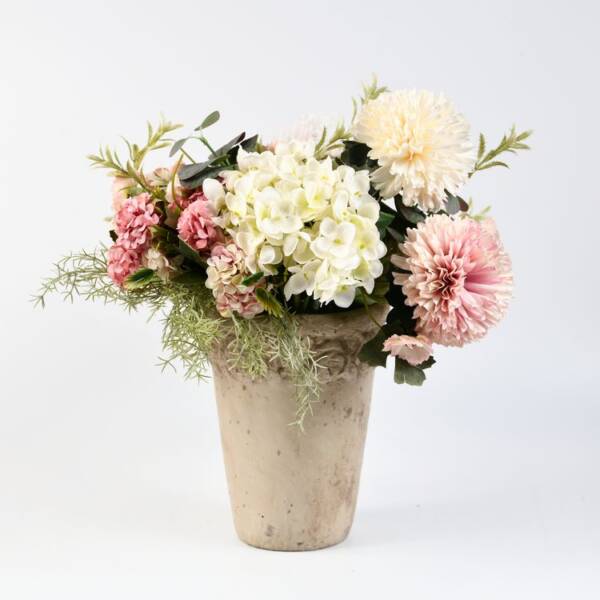 aranjament floral diverse flori artificiale in vaza din ceramica 10x37cm 30.43.601 1